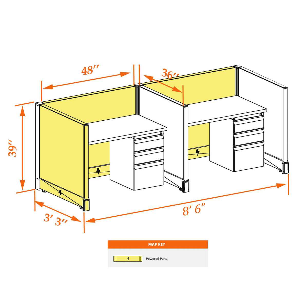 Call Center Cubicles 39H 2-Pack In-Line Powered