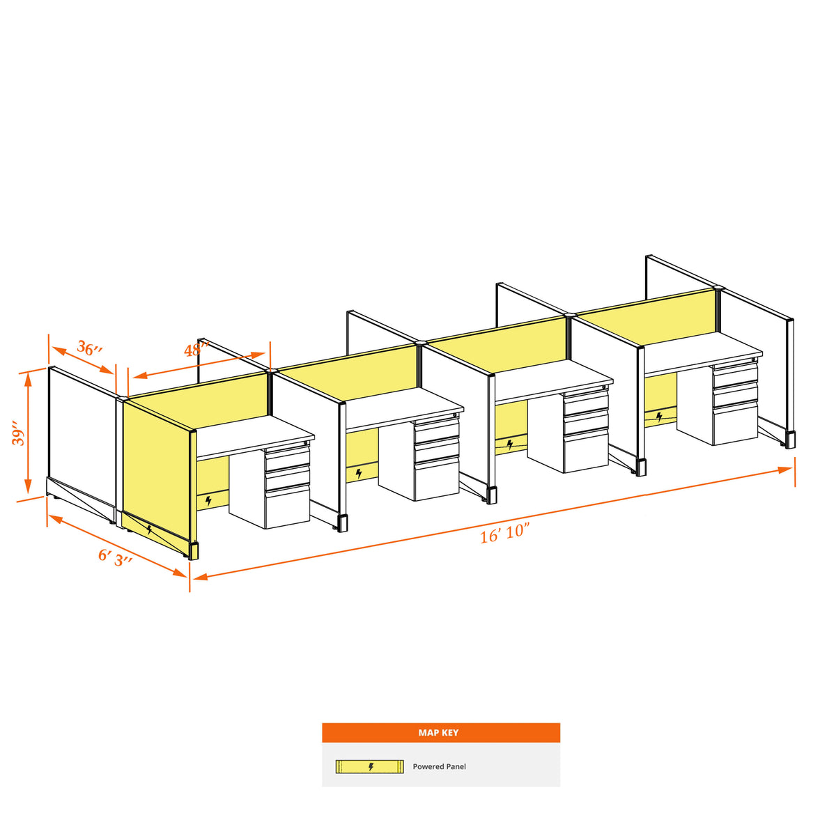 Call Center Cubicles 39H 8-Pack Cluster Powered