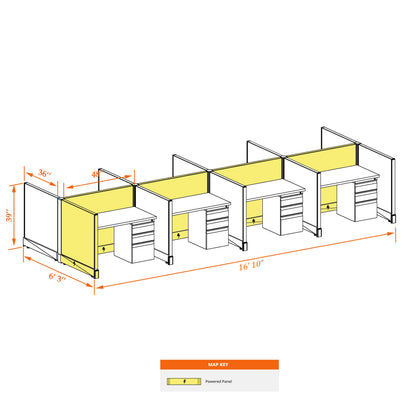 Call Center Cubicles 39H 8-Pack Cluster Powered