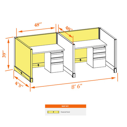 Call Center Cubicles 39H 2-Pack In-Line Powered