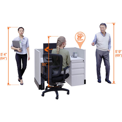 Call Center Cubicles 39H  2-Pack Cluster Powered
