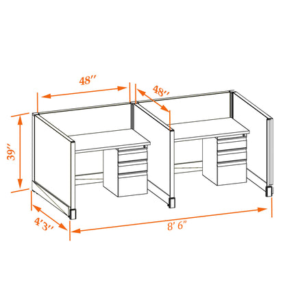 Call Center Cubicles 39H 2-Pack In-Line Non-Powered