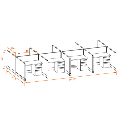 Call Center Cubicles 39H 8-Pack Cluster Non-Powered