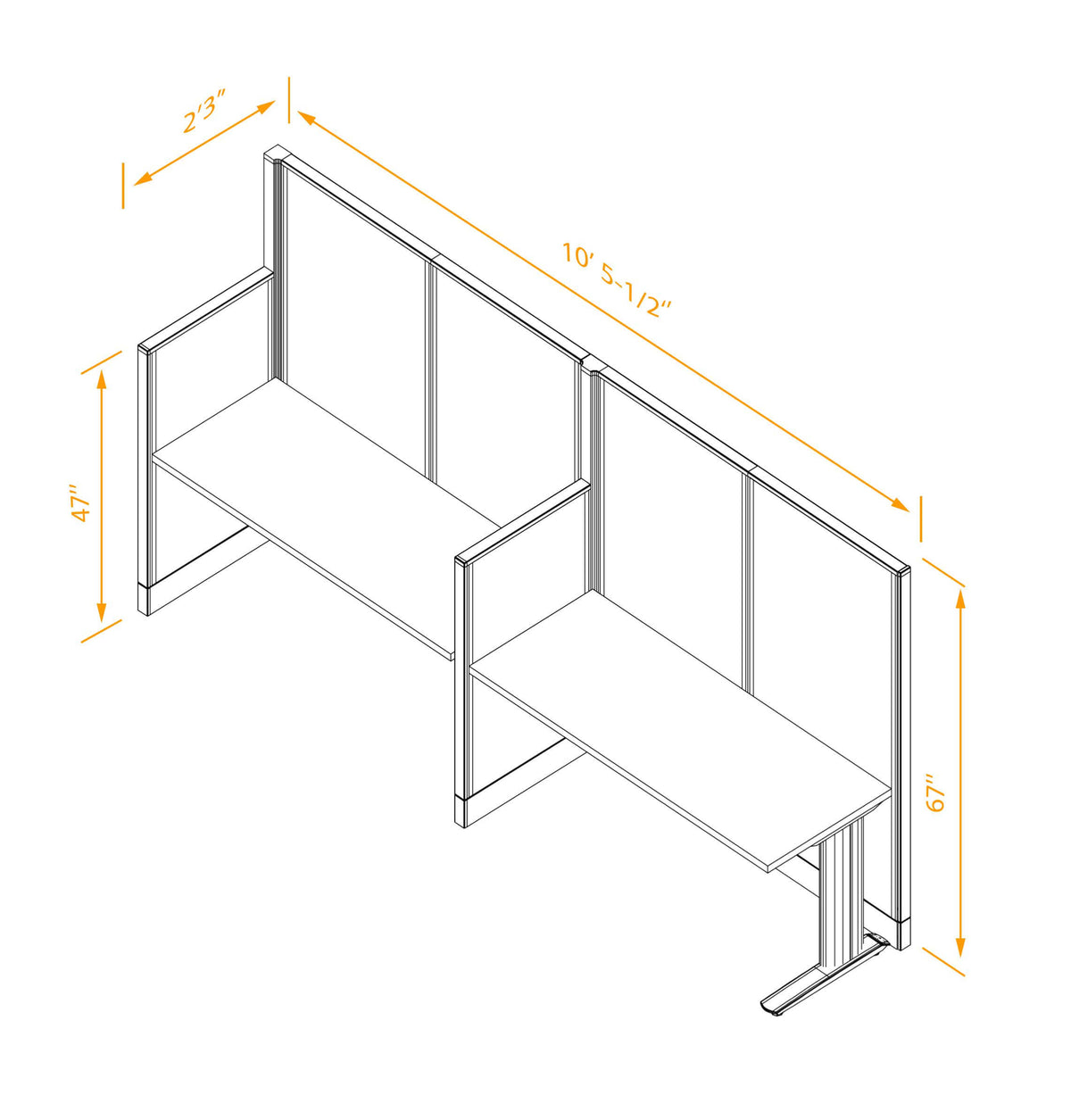 Cubicle Desks Straight 2-Pack Non Powered