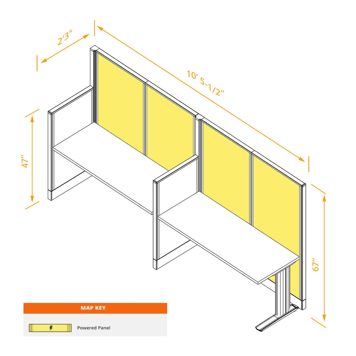 Cubicle Desks Straight 2-Pack Powered
