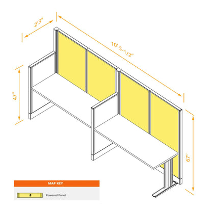 Cubicle Desks Straight 2-Pack Powered