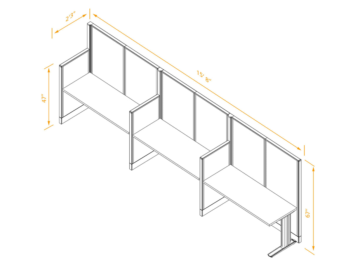 Cubicle Desks Straight 3-Pack Non-Powered