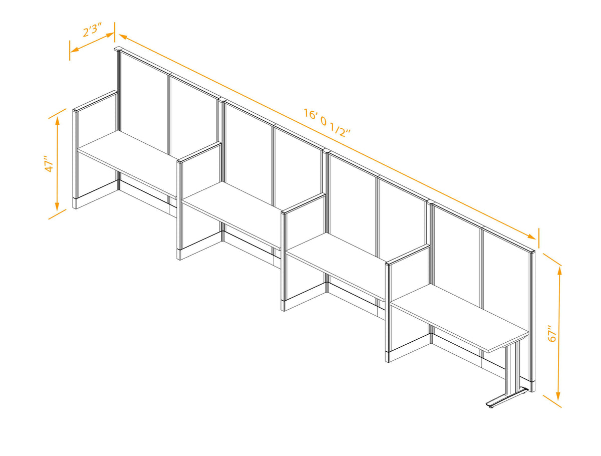 Cubicle Desks Straight 4-Pack Non-Powered