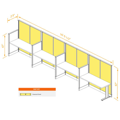 Cubicle Desks Straight 4-Pack Powered