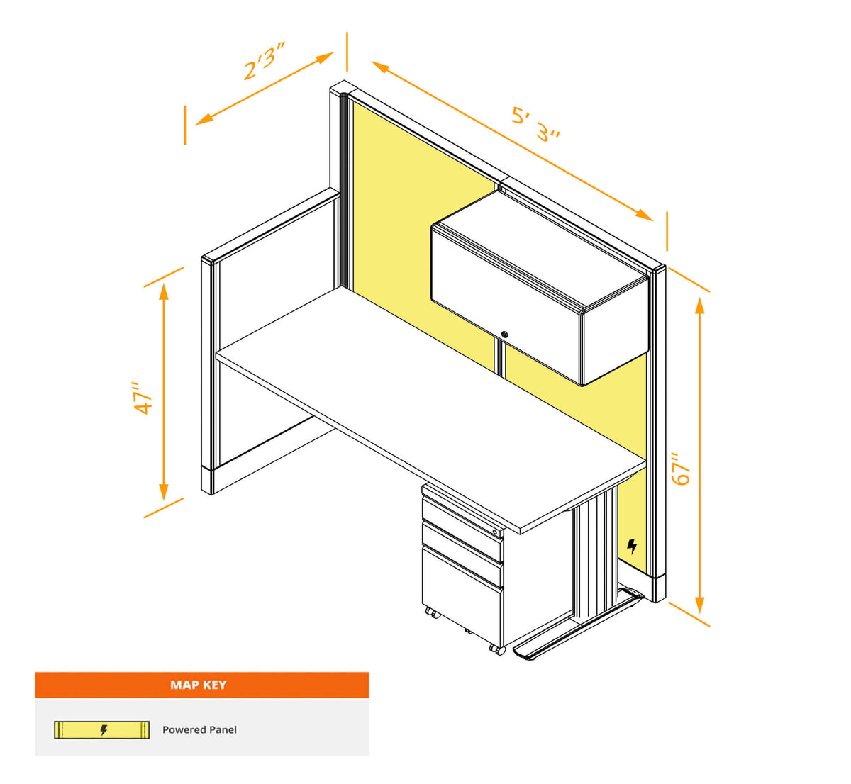 Cubicle Desks With Storage Straight Powered