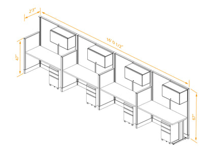 Cubicle Desks With Storage Straight 4-Pack Non-Powered