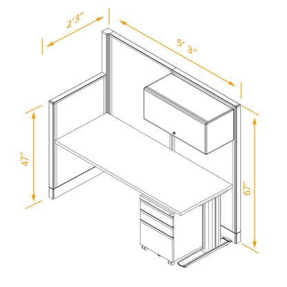 Cubicle Desks With Storage Straigh Non-Powered