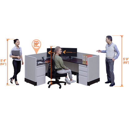 L-Shaped Cubicles 39H 2-Pack In-Line Powered