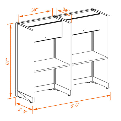 Call Center Cubicles 67H 2-Pack In-Line Non-Powered