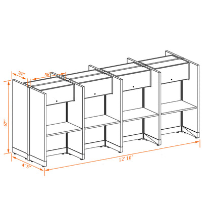 Call Center Cubicles 67H 8-Pack Cluster Non-Powered