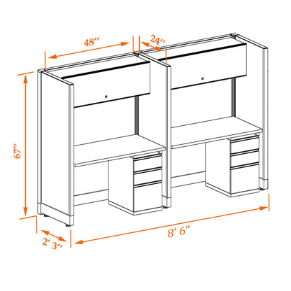 Call Center Cubicles 67H 2-Pack In-Line Non-Powered