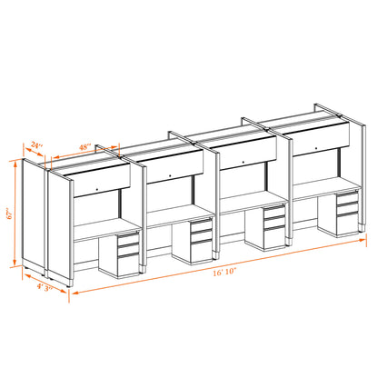 Call Center Cubicles 67H 8-Pack Cluster Non-Powered