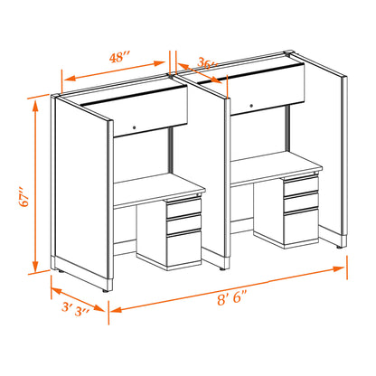 Call Center Cubicles 67H 2-Pack In-Line Non-Powered