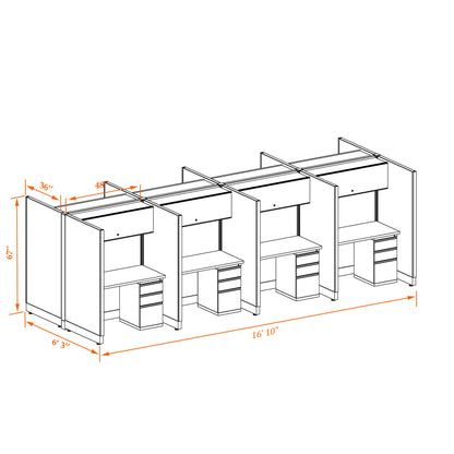Call Center Cubicles 67H 8-Pack Cluster Non-Powered