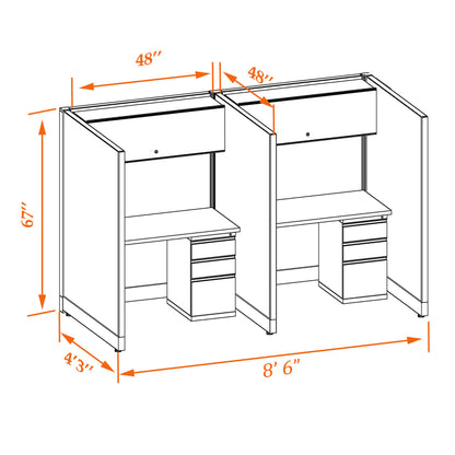 Call Center Cubicles 67H 2-Pack In-Line Non-Powered