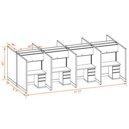 Call Center Cubicles 67H 8-Pack Cluster Non-Powered
