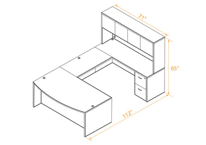 Modern U Shaped Office Desk Novato 71W x 112D