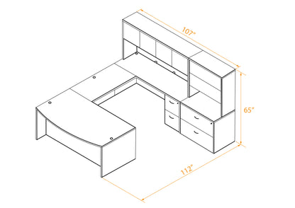 Contemporary U Shaped Desk Novato 107W x 112D