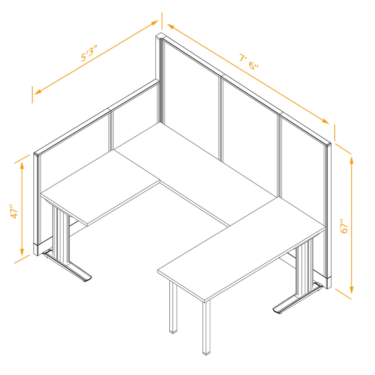 Cubicle Desks U-Shaped Non-Powered