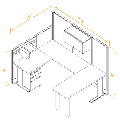 Cubicle Desks With Storage U-Shaped Non-Powered