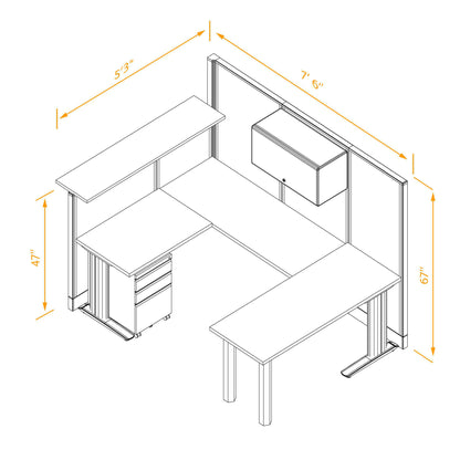 Cubicle Desks With Transaction Top And Storage U-Shaped Non-Powered