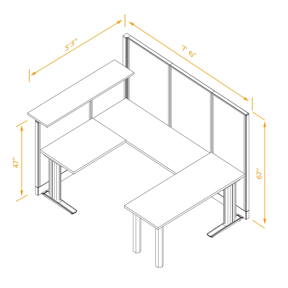 Cubicle Desks With Transaction Top U-Shaped Non-Powered