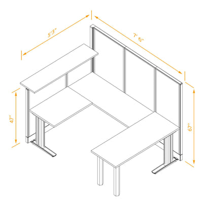 Cubicle Desks With Transaction Top U-Shaped Non-Powered
