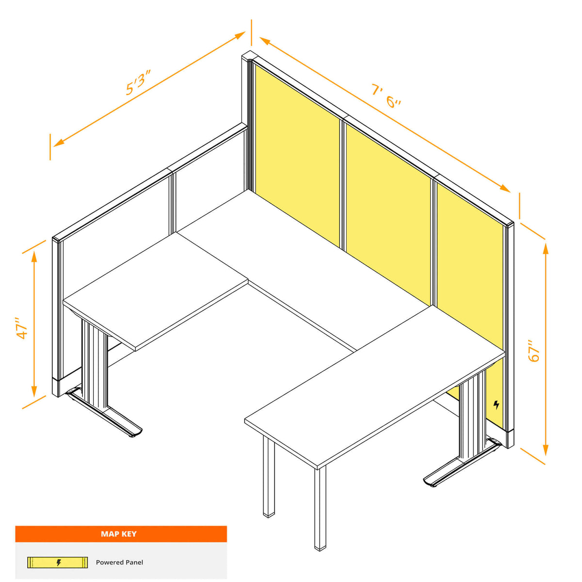 Cubicle Desks U-Shaped Powered