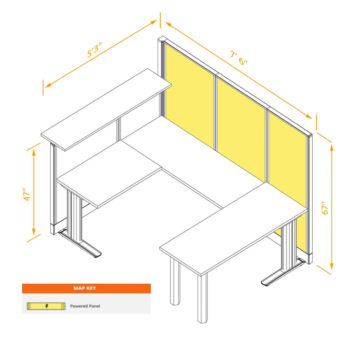 Cubicle Desks With Transaction Top U-Shaped Powered