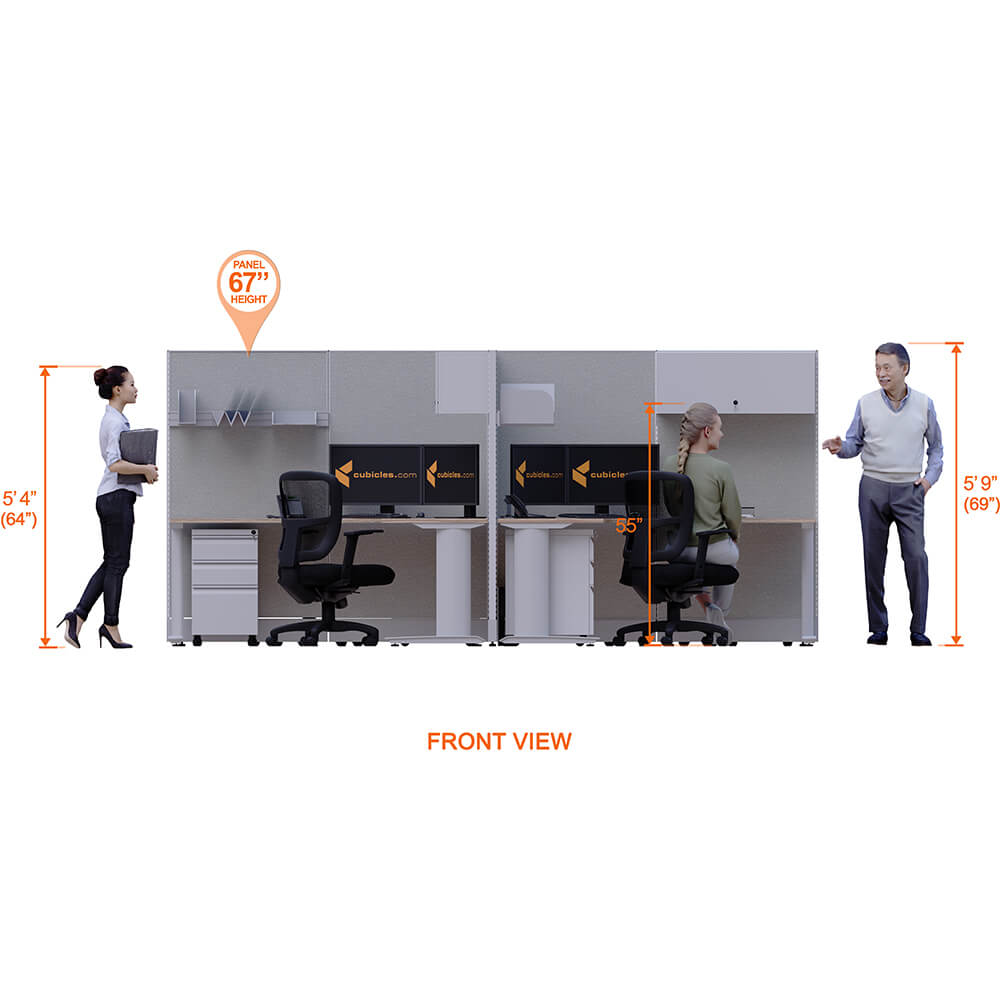 Cubicle Desks With Storage 4-Pack X-Shape Powered