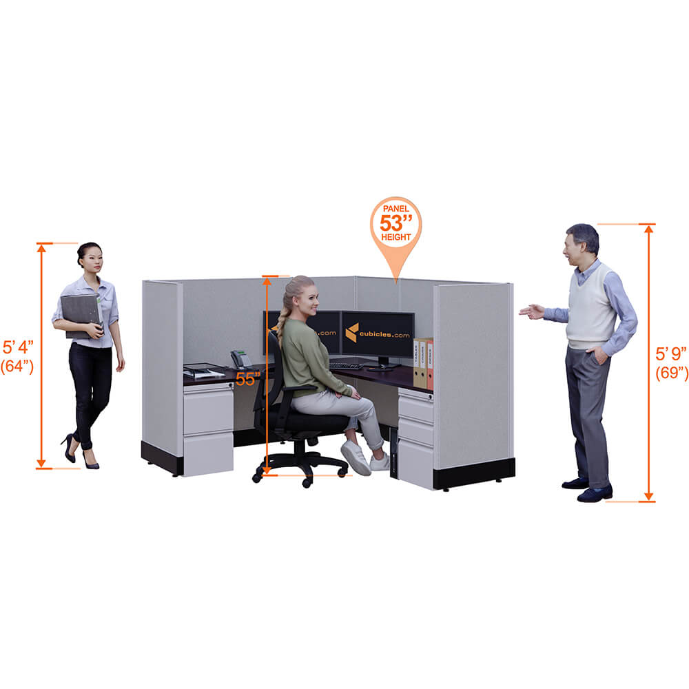 L-Shaped Cubicles 53H 3-Pack In-Line Powered