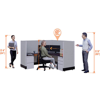 L-Shaped Cubicles 53H 3-Pack In-Line Non-Powered