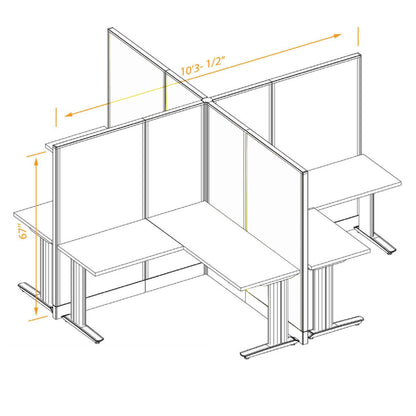 Cubicle Desks 4-Pack X-Shape Non-Powered