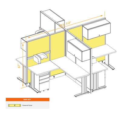 Cubicle Desks With Storage 4-Pack X-Shape Powered